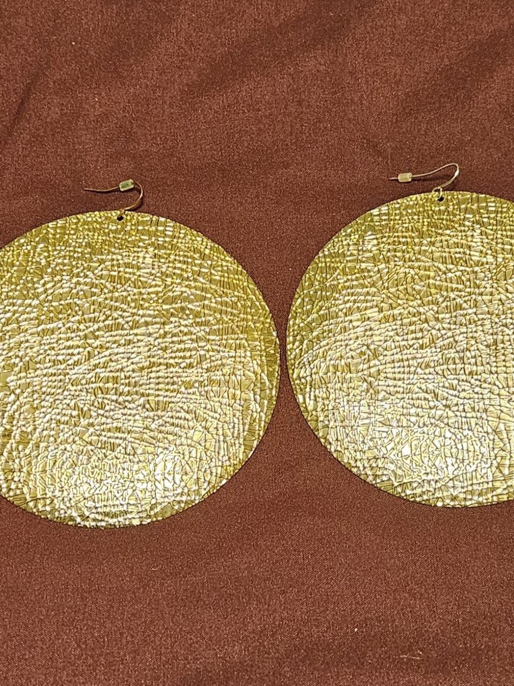 Gold Round Statement Earrings - Women Accessories
